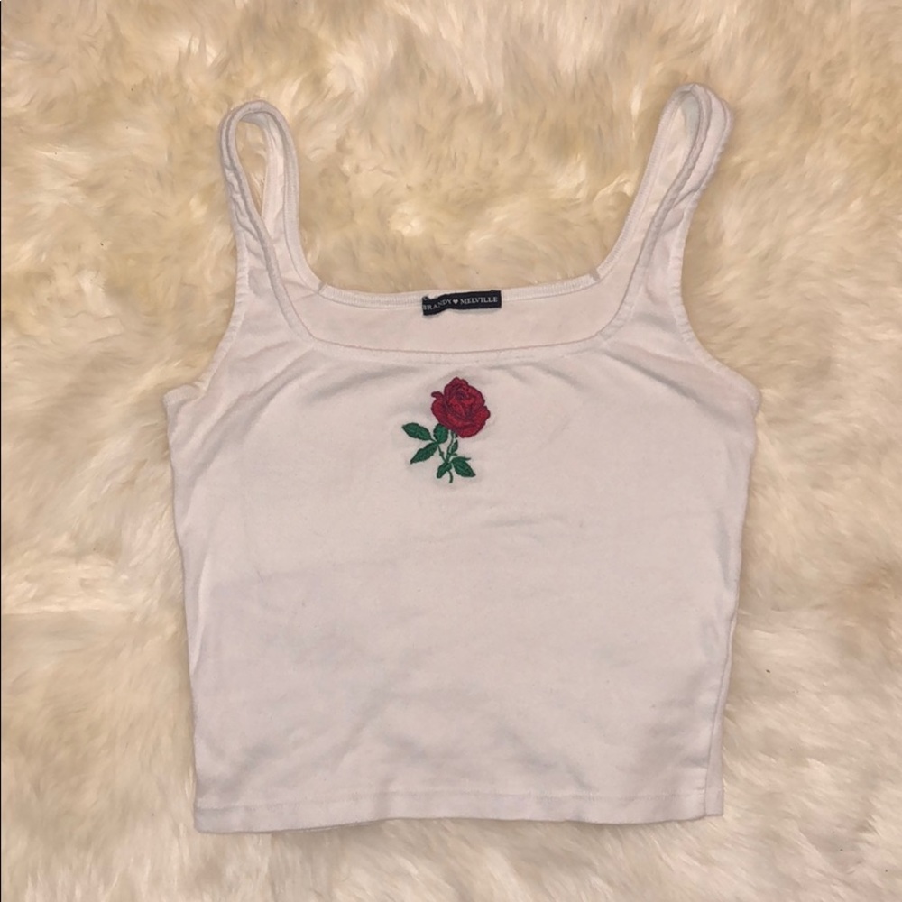 Brandy Melville embroidered rose decal tank top